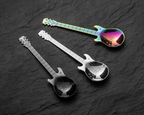 Nerūdijančio plieno gitaros formos šaukšteliai, 3 vnt