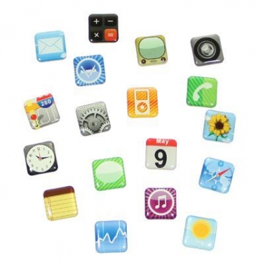 Šaldytuvo magnetai "iPhono programėlės", 18 vnt
