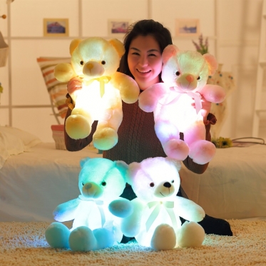 LED naktinė lempa - pliušinis žaislas "Meškiukas", 45 cm (mėlynas)