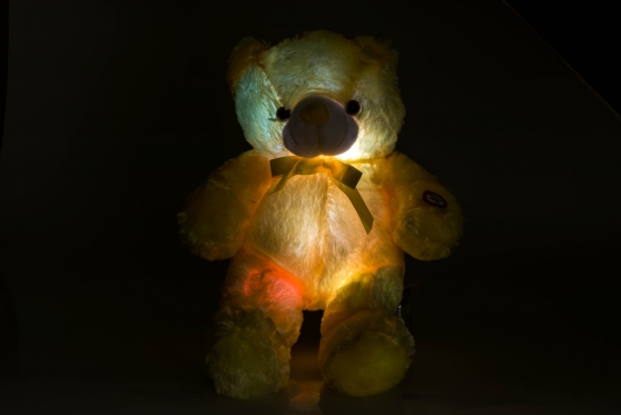 LED naktinė lempa - pliušinis žaislas "Meškiukas", 45 cm (geltonas)