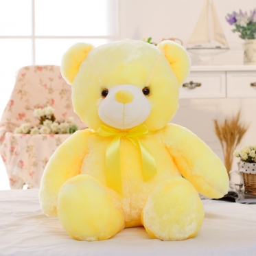 LED naktinė lempa - pliušinis žaislas "Meškiukas", 45 cm (geltonas)