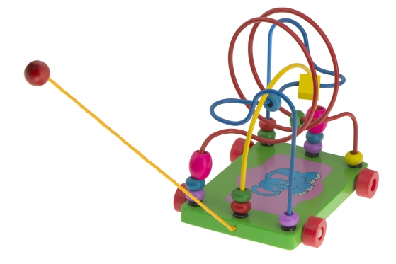 Edukacinis žaislas su ratukais ir virvele "Labirintas", 17 x 11 x 16 cm