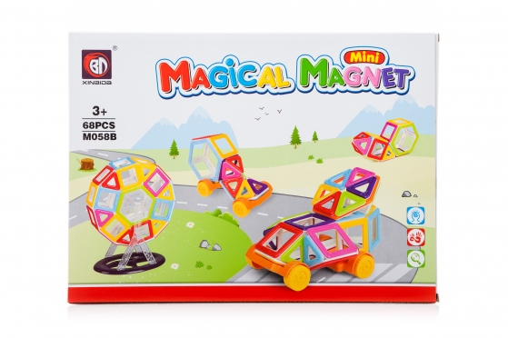 Spalvoti magnetiniai blokai "Magical Magnet Mini", 68 vnt.
