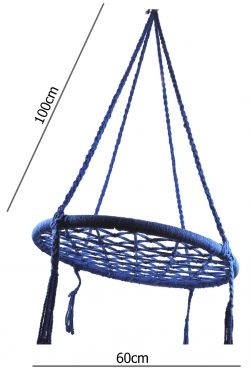 Pakabinamas apvalus tinklinis hamakas, Ø 60 cm (mėlynas)