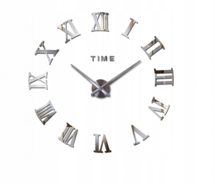 Reguliuojamo dydžio sieninis laikrodis, sidabrinis