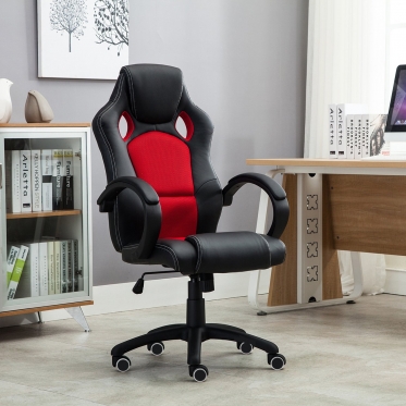 Ergonomiška odinė biuro kėdė (juoda, raudona)