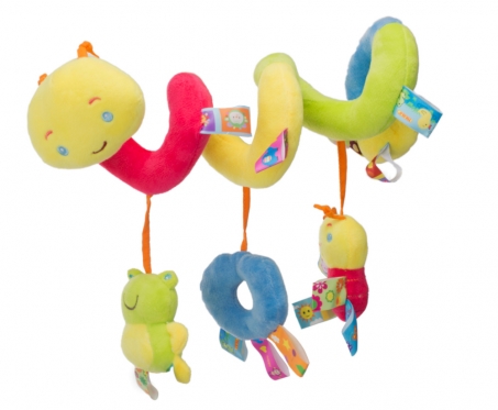 Žaisliukai tvirtinami prie vežimėlio rankenos