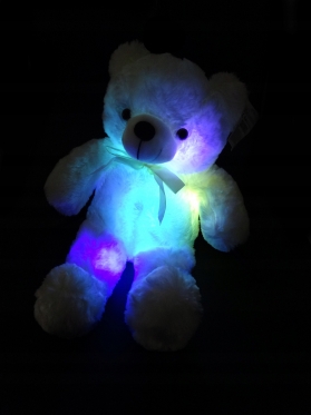 LED naktinė lempa - pliušinis žaislas "Meškiukas", 50 x 35 cm (baltas)