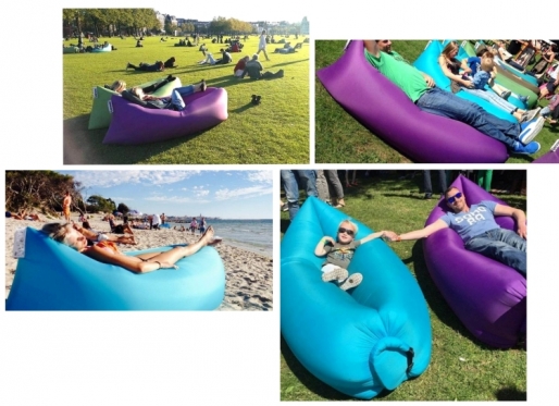 Pripučiamas paplūdimio gultas "Lazy Bag", tamsiai mėlynas
