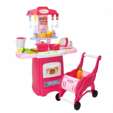 Žaislų rinkinys "Virtuvė su pirkinių vežimėliu"