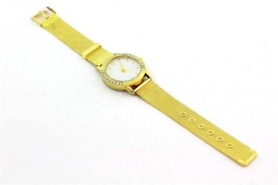 Moteriškas kvarcinis laikrodis su cirkonio apdaila, 4 x 24 cm (auksinis)