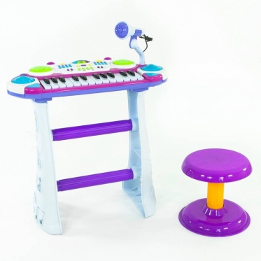 Vaikiškas pianinas - sintezatorius su mikrofonu ir kėdute
