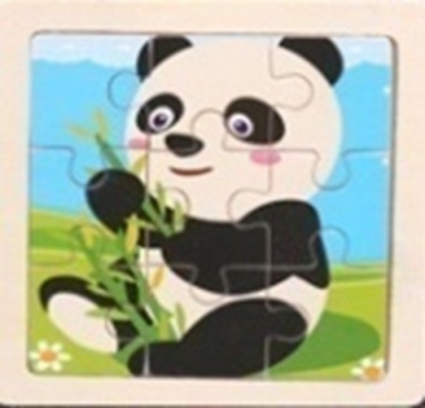 Medinė vaikiška dėlionė "Panda", 11 x 11 cm