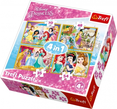 "Trefl" dėlionių rinkinys "Princesės", 4 vnt