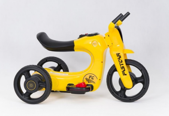 Triratis elektrinis motociklas vaikams "Fastcar", geltonas