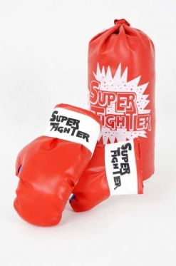 Pakabinama bokso kriaušė ir pirštinės "Super Fighter", 66 x 21 cm