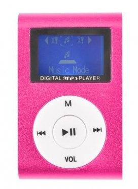 MP3 grotuvas su ausinėmis, 1,6 x 3 x 4,8 cm (rožinis)