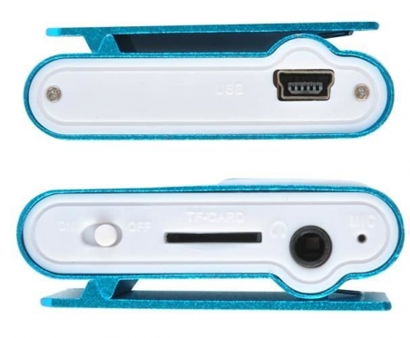 MP3 grotuvas su ausinėmis, 1,6 x 3 x 4,8 cm (mėlynas)