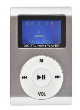 MP3 grotuvas su ausinėmis, 1,6 x 3 x 4,8 cm (sidabrinis)