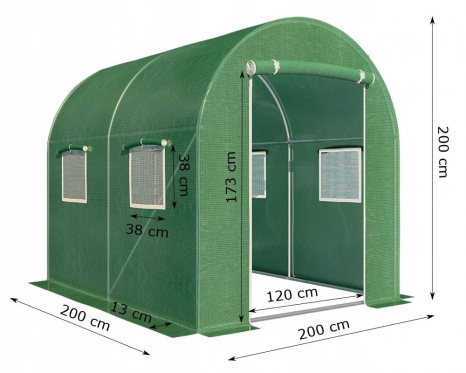 Šiltnamis su pomidorų auginimo strypais "Carruzzo", 2 x 2 x 2 m