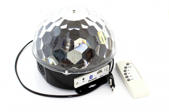 LED diskotekos lempa su garsiakalbiu ir belaidžio ryšio sąsaja, 18 W