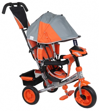 Daugiafunkcinis triratis vežimėlis "Baby Mix Lux Trike" (pilka, oranžinė)