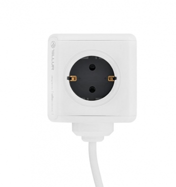 Rozetės adapteris Tellur Power Cube Extended, Power strip 4 Outlets + 2xUSB ports, 1.5m cable white