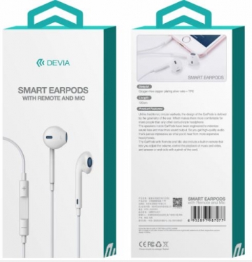 Ausinės Devia Smart EarPods with Remote and Mic (3.5mm) white
