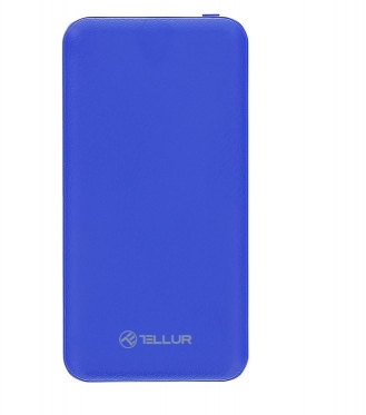 Išorinė baterija Tellur Slim, 10000mAh, 2xUSB + MicroUSB, blue