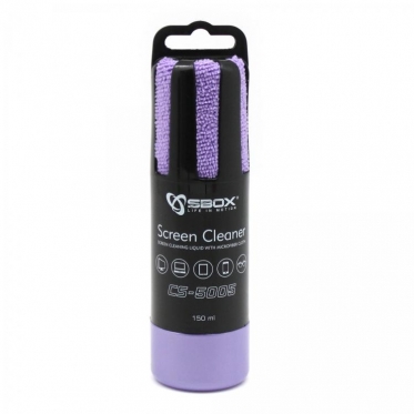 Ekrano valiklis su šluoste Sbox 150ml CS-5005 purple