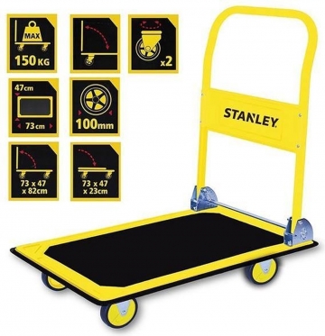 Didelės platformos sulankstomas krovinių vežimėlis "Stanley", 150 kg