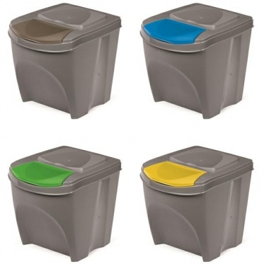 Šiukšlių dėžė su dangčiu "Sortibox", 20 l (pilka su pilku atvartu)