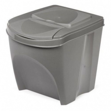 Šiukšlių dėžė su dangčiu "Sortibox", 20 l (pilka su pilku atvartu)