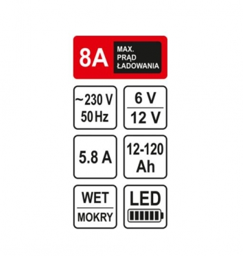 "Sthor" 6 - 12 V automobilio akumuliatoriaus įkroviklis "82543", 12 - 120 Ah