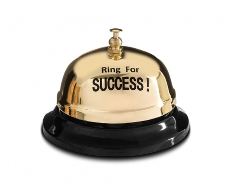 Nerūdijančio plieno mechaninis skambutis "Ring for SUCCESS!", 8,5 x 5,5 cm