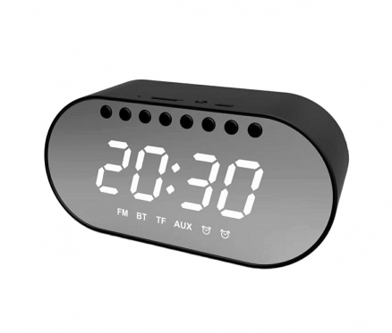 LED skaitmeninis laikrodis - garso kolonėlė, 4,5 x 13,6 x 7,7 cm (baltas)