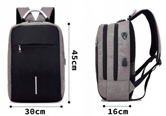 Kuprinė su USB jungtimi ir užraktu, 45 x 16 x 30 cm