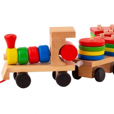 Žaislas "Traukinukas ir kaladėlės", 30 x 9 x 6 cm
