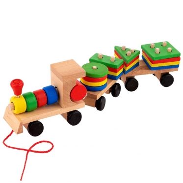 Žaislas "Traukinukas ir kaladėlės", 30 x 9 x 6 cm