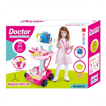 Žaislų rinkinys "Daktaras", 17 dalių (rožinis)
