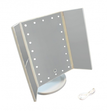 Kosmetinis veidrodis su LED apšvietimu, 29 x 19 x 6 cm (baltas)