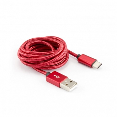 Įkrovimo laidas Sbox USB-&gt;Type-C M/M 1.5m CTYPE-1.5R strawberry red
