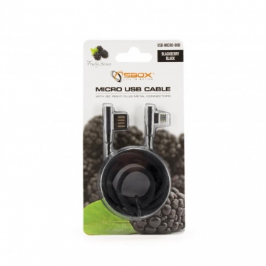 Įkrovimo laidas Sbox USB->Micro USB 90 M/M 1.5m USB-MICRO-90B blackberry black
