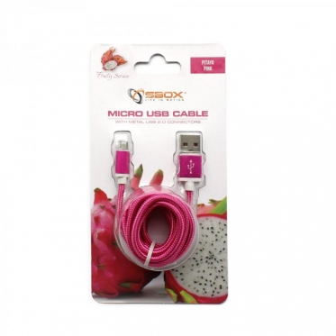 Įkrovimo laidas Sbox USB-&gt;Micro USB M/M 1.5m USB-10315P pitaya pink