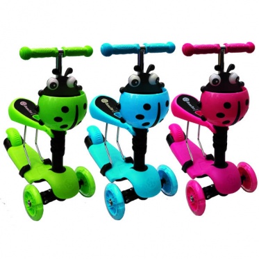 Paspirtukas šviečiančiais ratais "Scooter 3in1", žalias