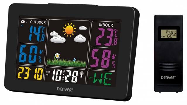 Meteorologinė stotelė su laikrodžiu Denver WS-540 black
