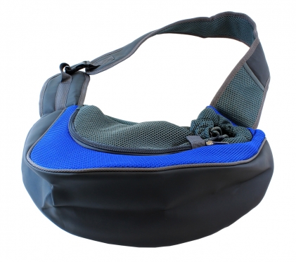 Kelioninis krepšys per petį augintiniui, 37 x 25 cm (juodas, mėlynas)
