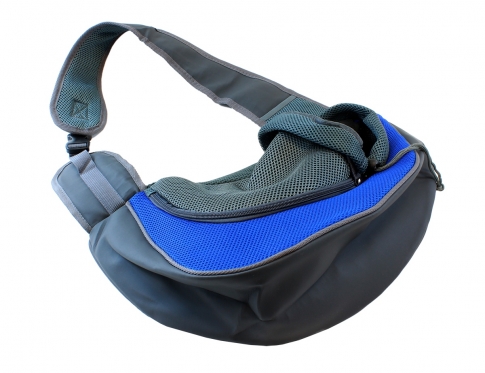 Kelioninis krepšys per petį augintiniui, 37 x 25 cm (juodas, mėlynas)
