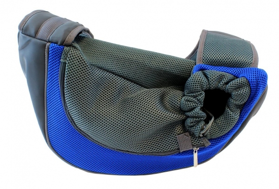 Kelioninis krepšys per petį augintiniui, 37 x 25 cm (juodas, mėlynas)