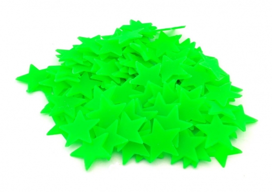 Fluorescencinės žvaigždutės, 100 vnt (žalios)